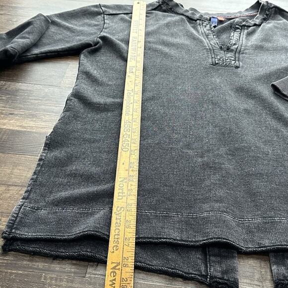 Pilcro Anthropologie Shirt Large Washed Black Split Hem Long Sleeve Tunic Comfy - Picture 14 of 16